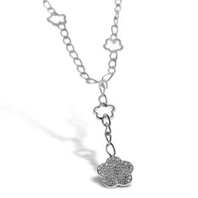 18K White Gold Necklace with Floral Diamond Pendant And Round Cut Diamonds 1.50CT