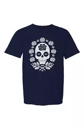 AF SKULLS & ROSES NVY/WHT