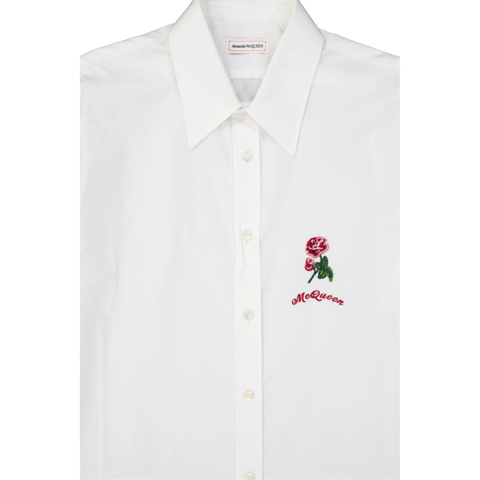 Alexander Mcqueen - Camicia in cotone con dettaglio floreale