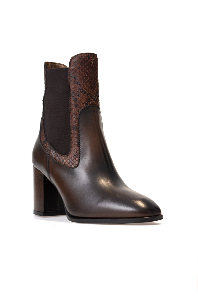 Ankle Boots in Calf Spazzolato and Printed Goat Leather