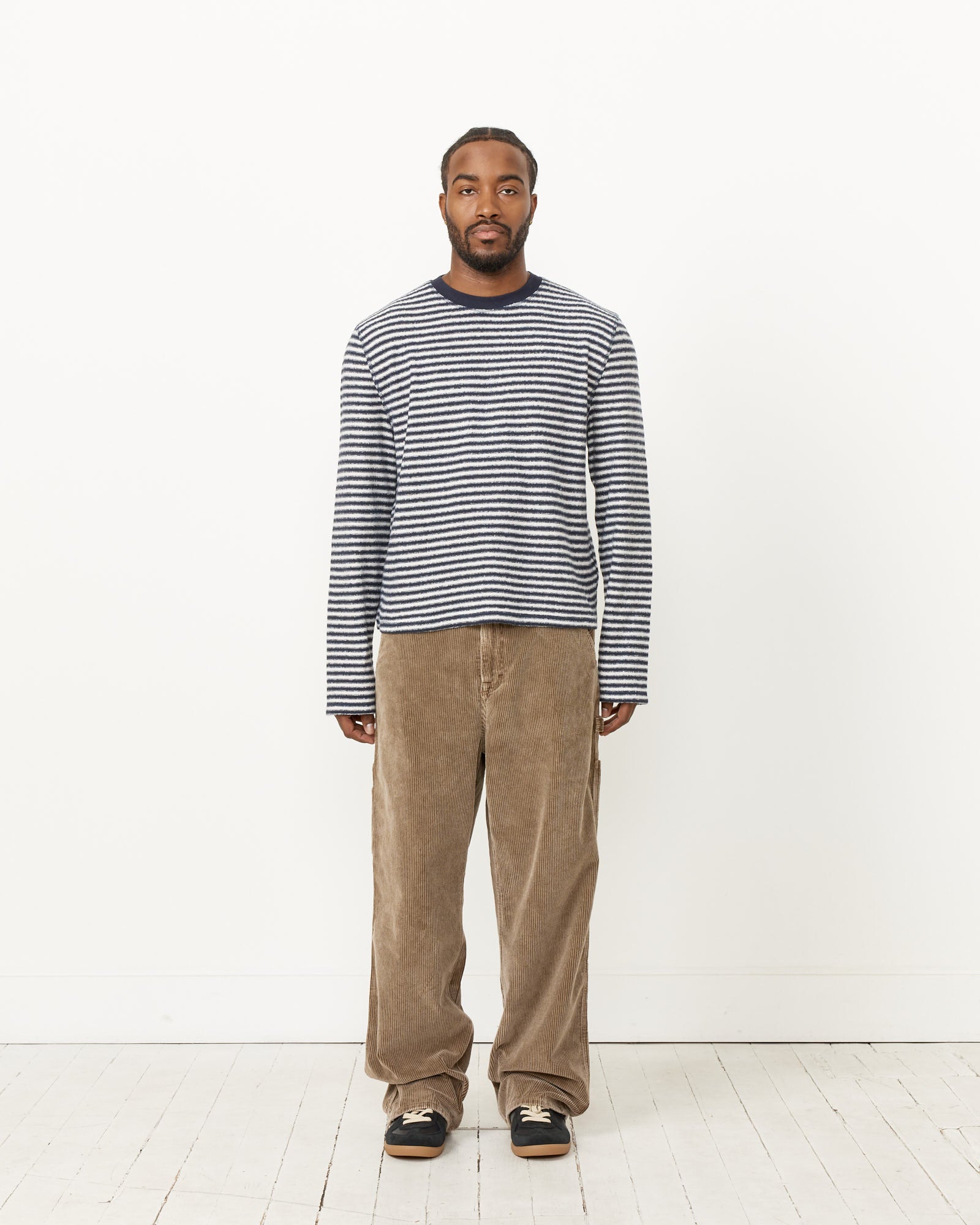 Artist Round Neck Knit in Malaga Stripe Brushed Cotton