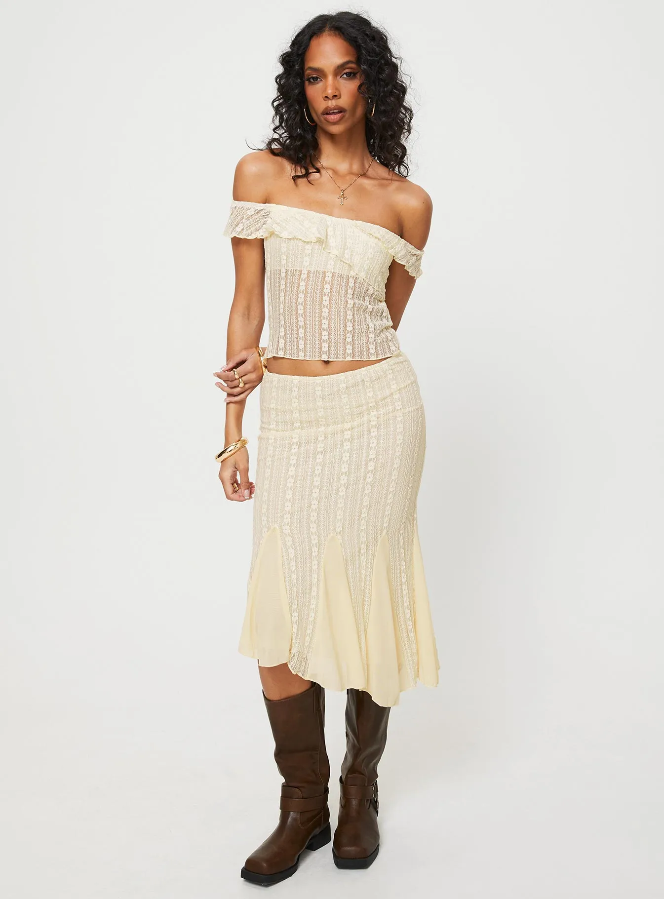 Betharia Midi Skirt Cream