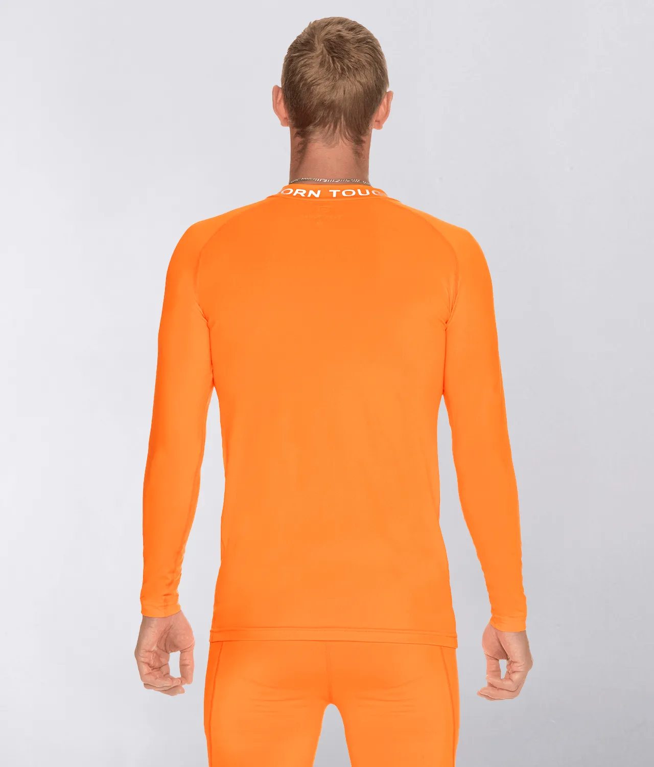 Born Tough Mock Neck Long Sleeve Compression Athletic Shirt For Men Orange