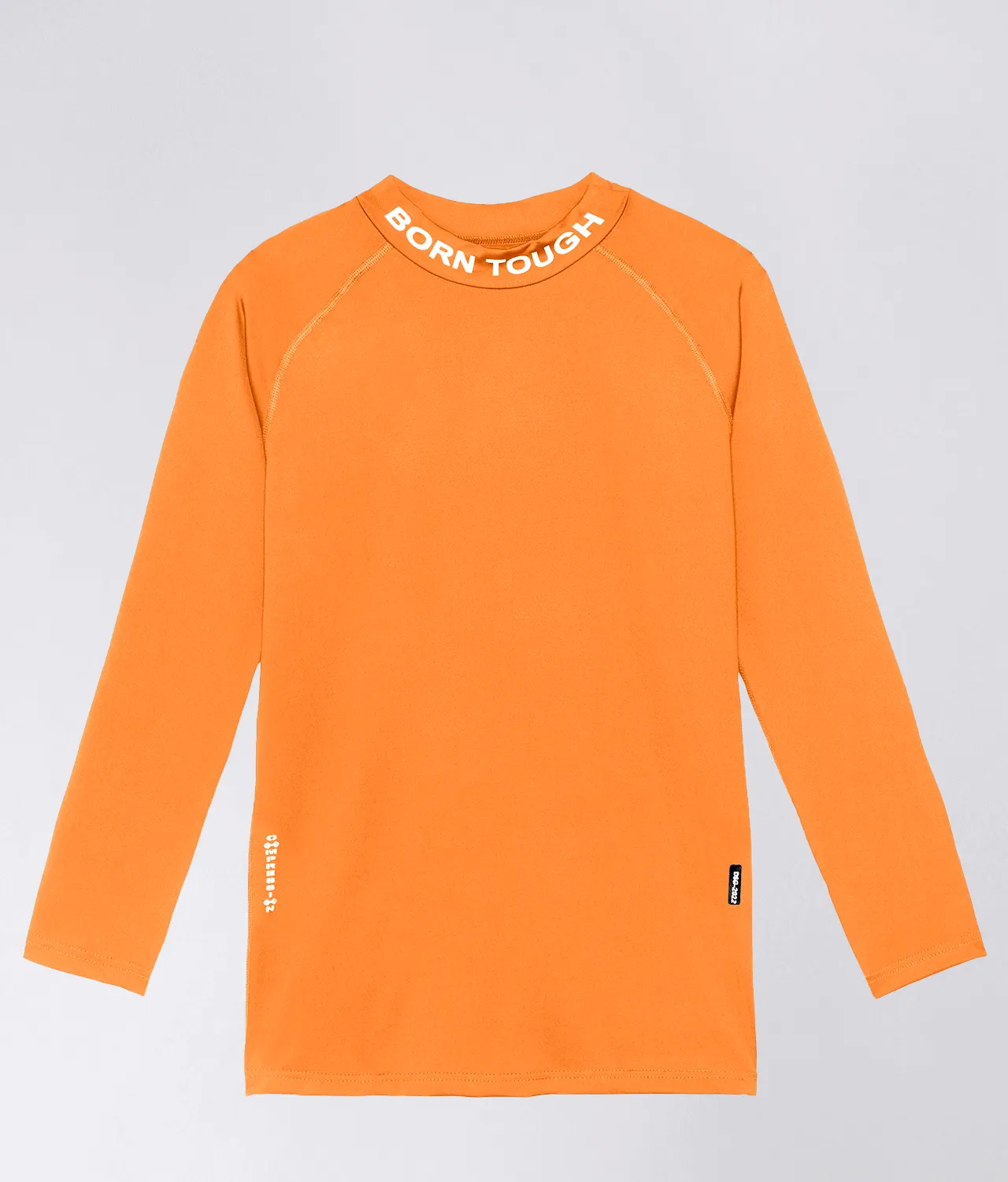 Born Tough Mock Neck Long Sleeve Compression Athletic Shirt For Men Orange