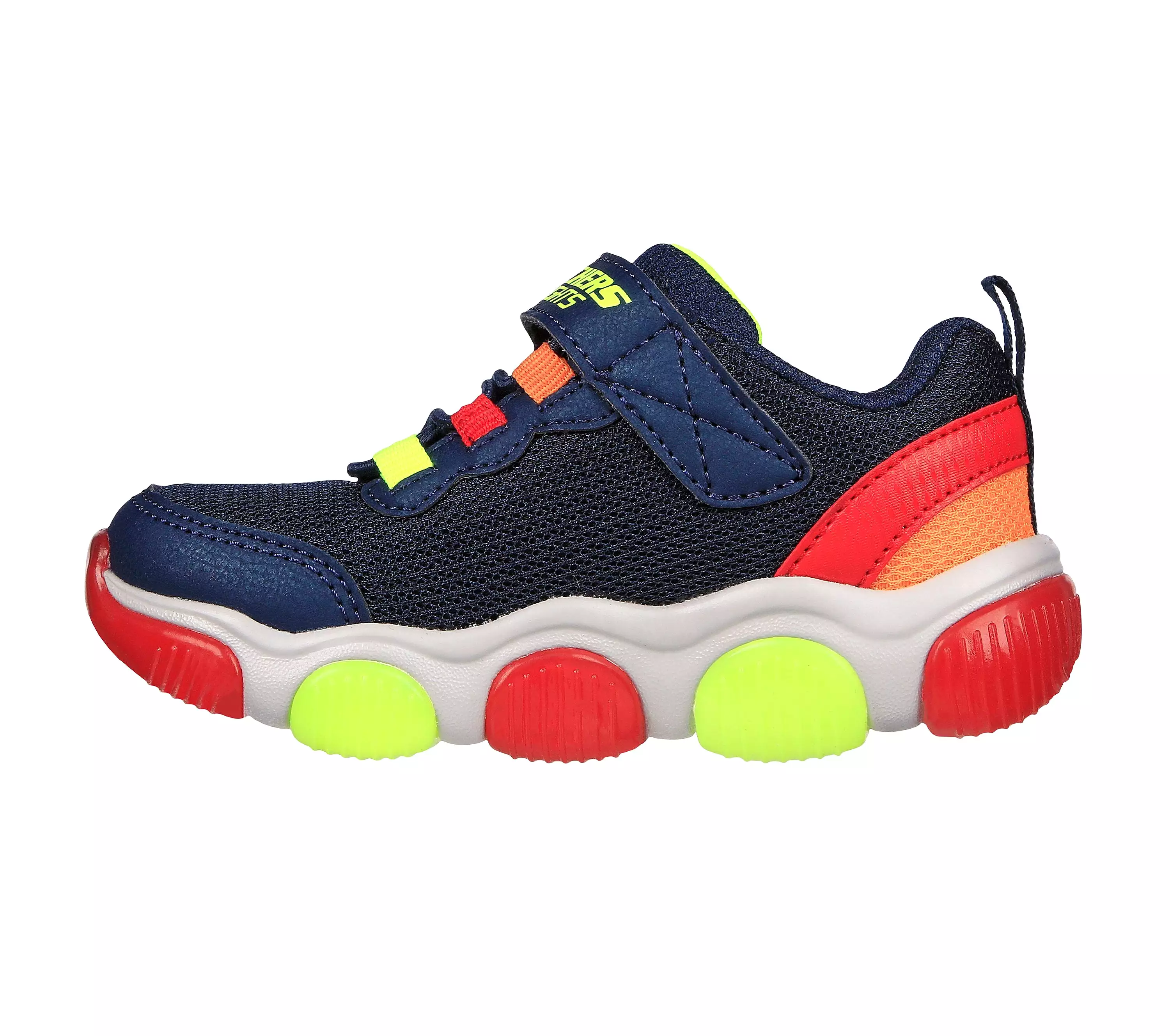 Boys Skechers Trainers Light up Strap Easy On Navy Mighty Glow 400137N NVRD