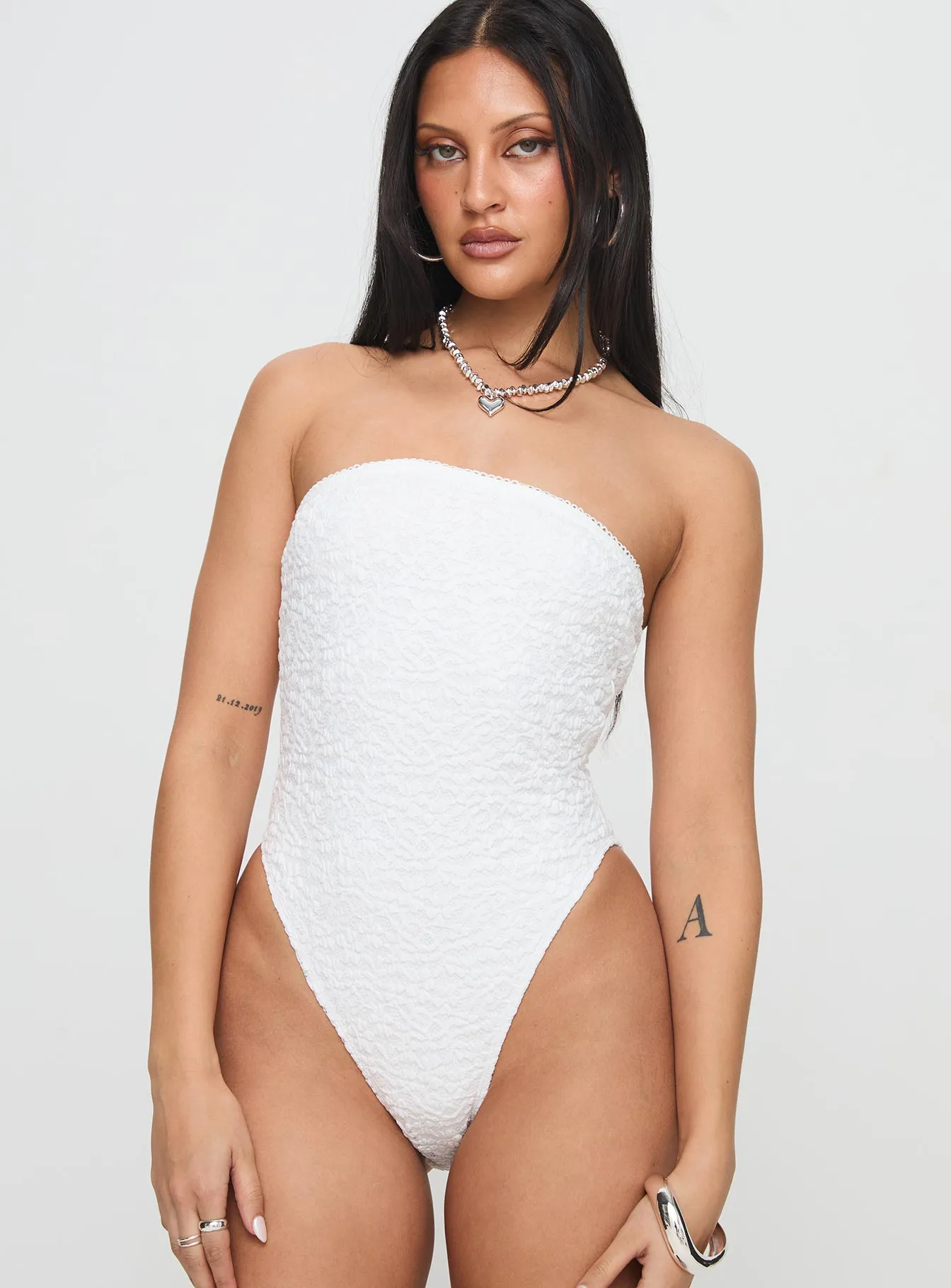 Bristle Strapless Bodysuit White