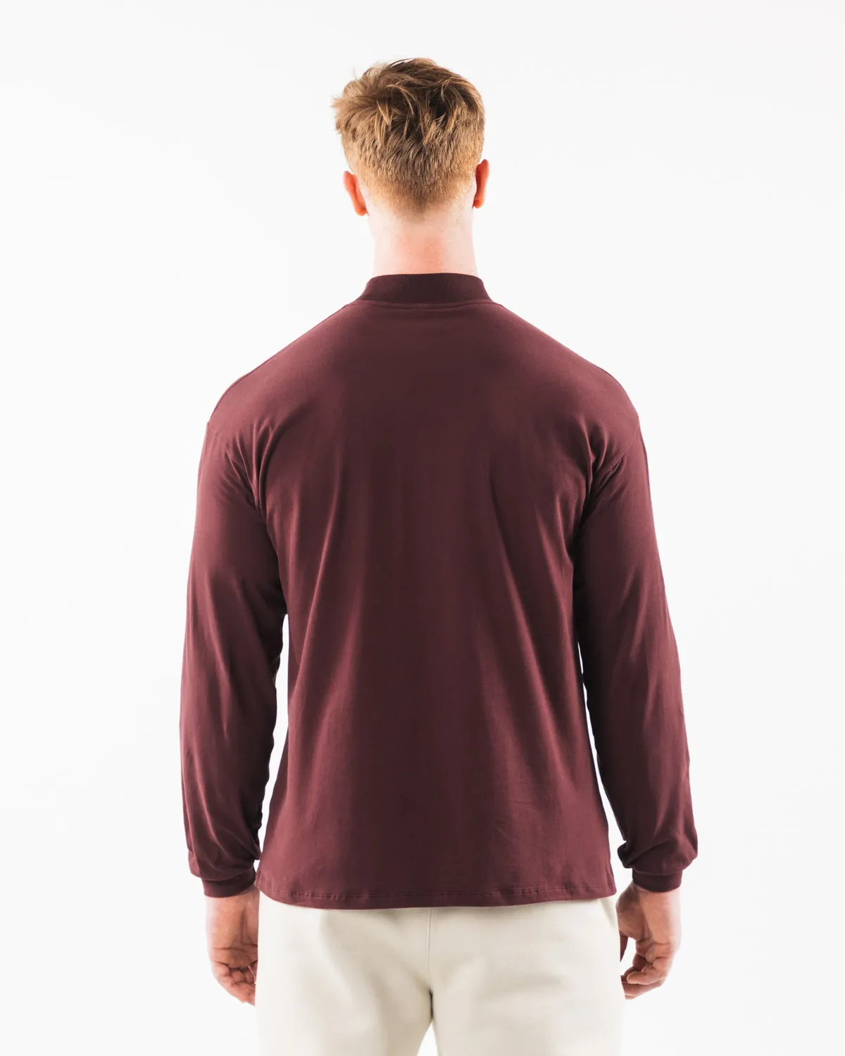 Brushed Core Mock Neck LS - Sangria