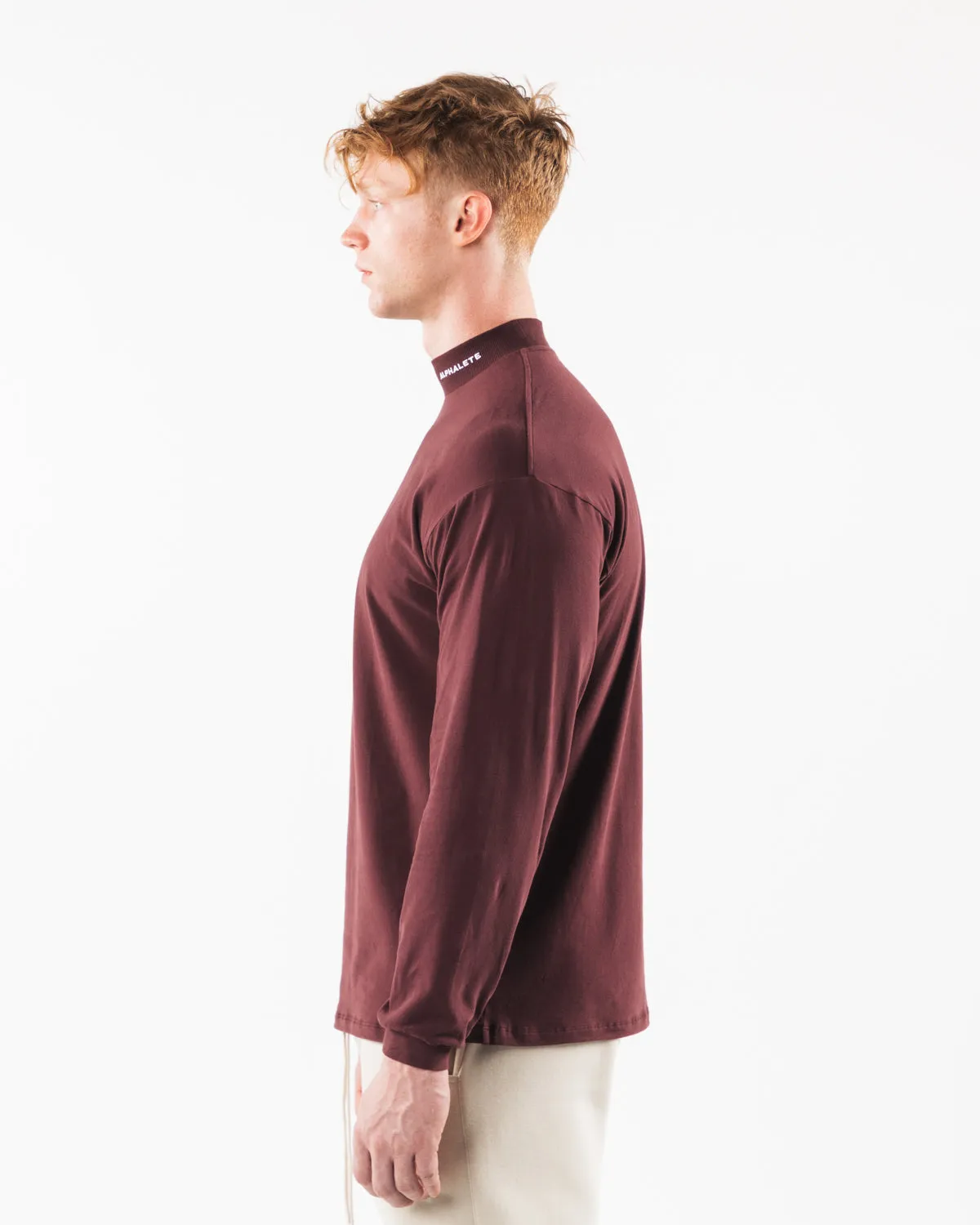 Brushed Core Mock Neck LS - Sangria