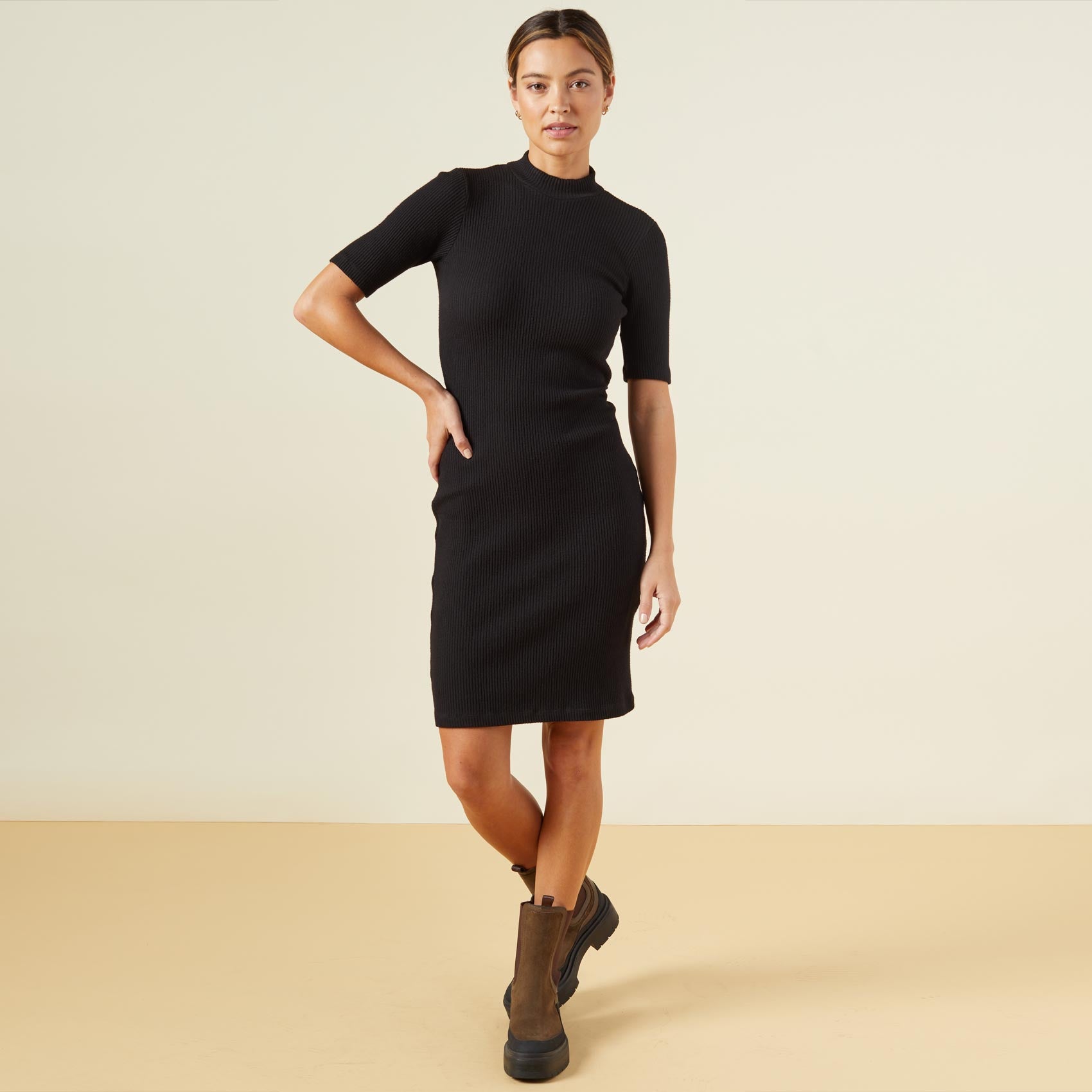 Brushed Rib Mock Neck Dress