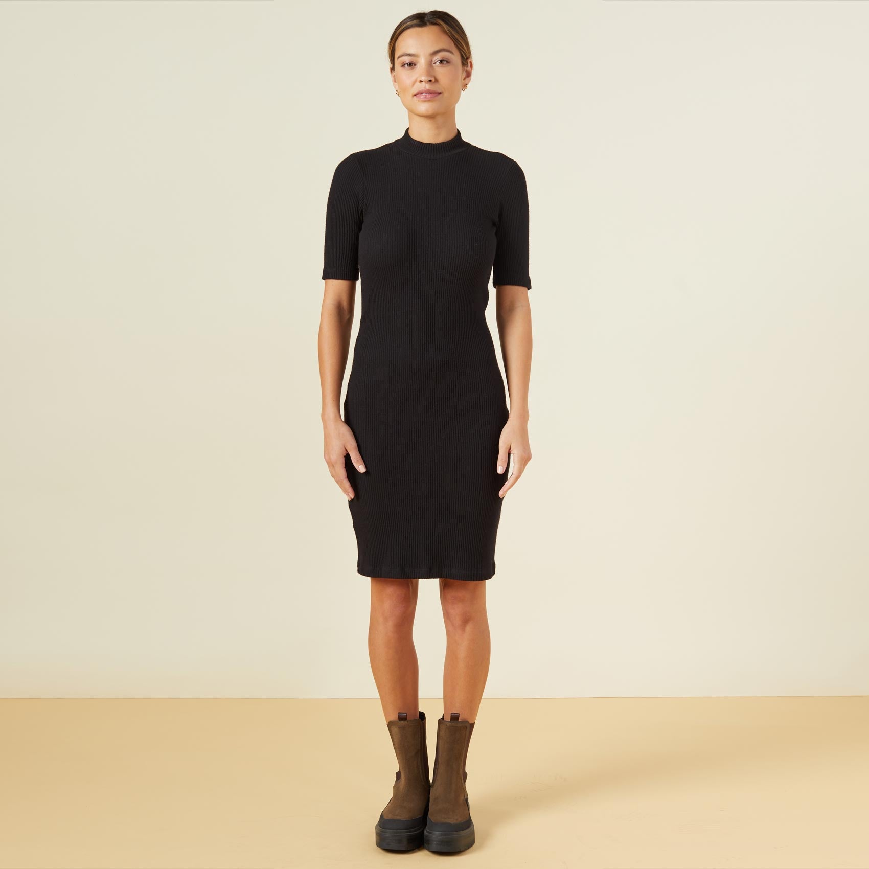 Brushed Rib Mock Neck Dress