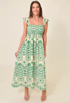 Camellia Midi Dress-Green