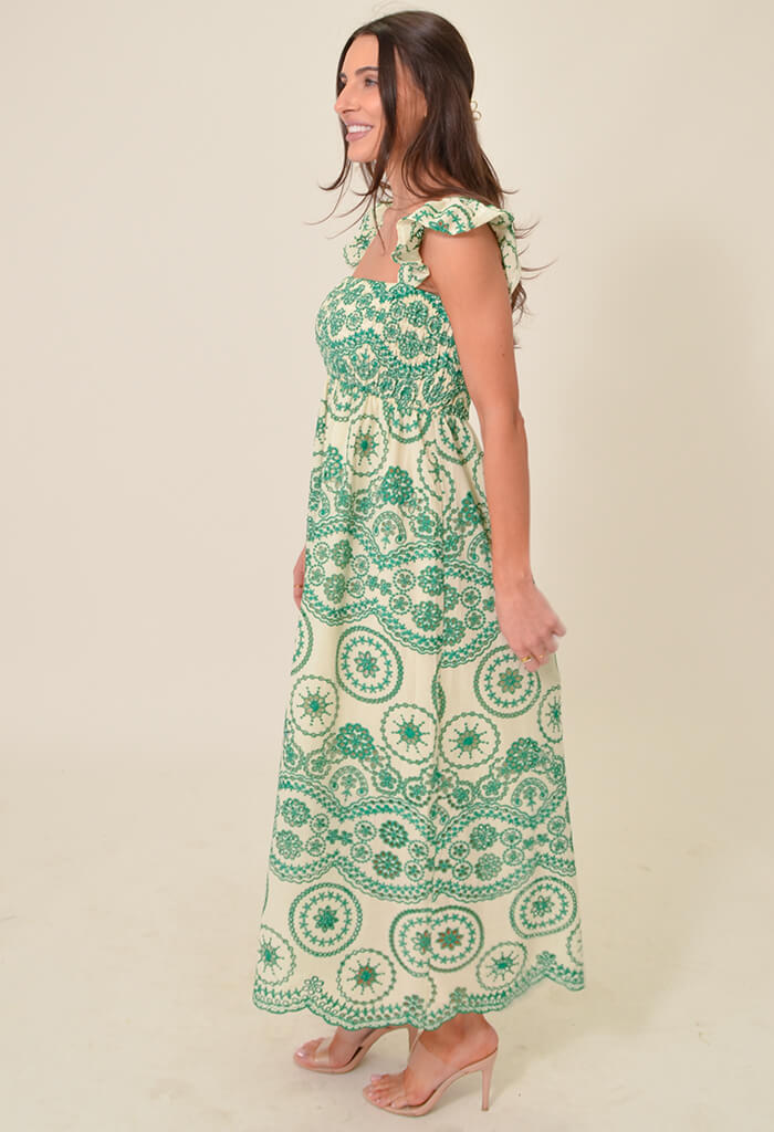 Camellia Midi Dress-Green