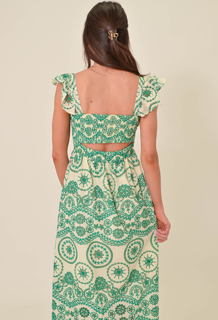 Camellia Midi Dress-Green