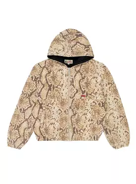 Canvas Insulated Work Jacket Beige & Brown Python