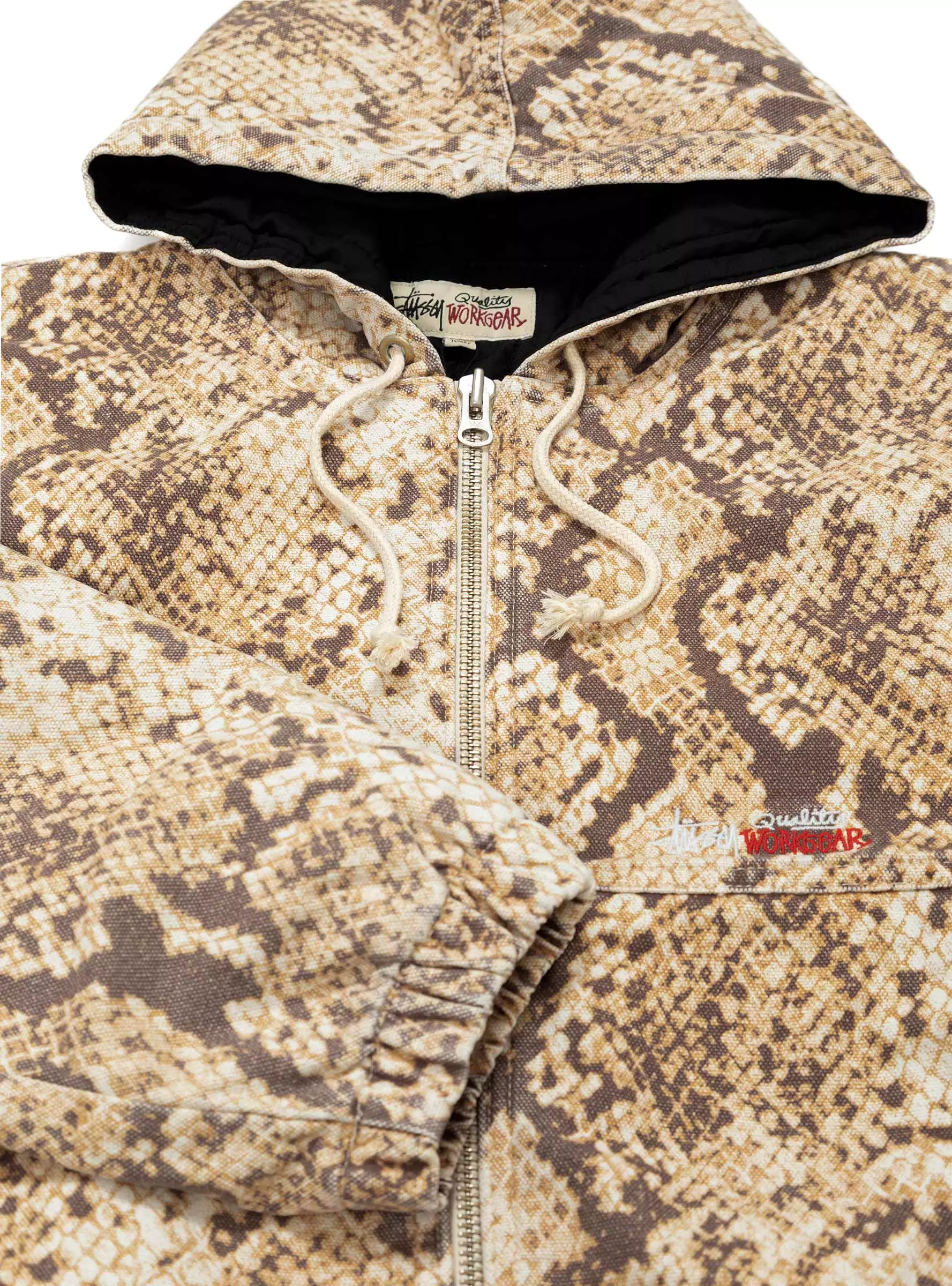 Canvas Insulated Work Jacket Beige & Brown Python