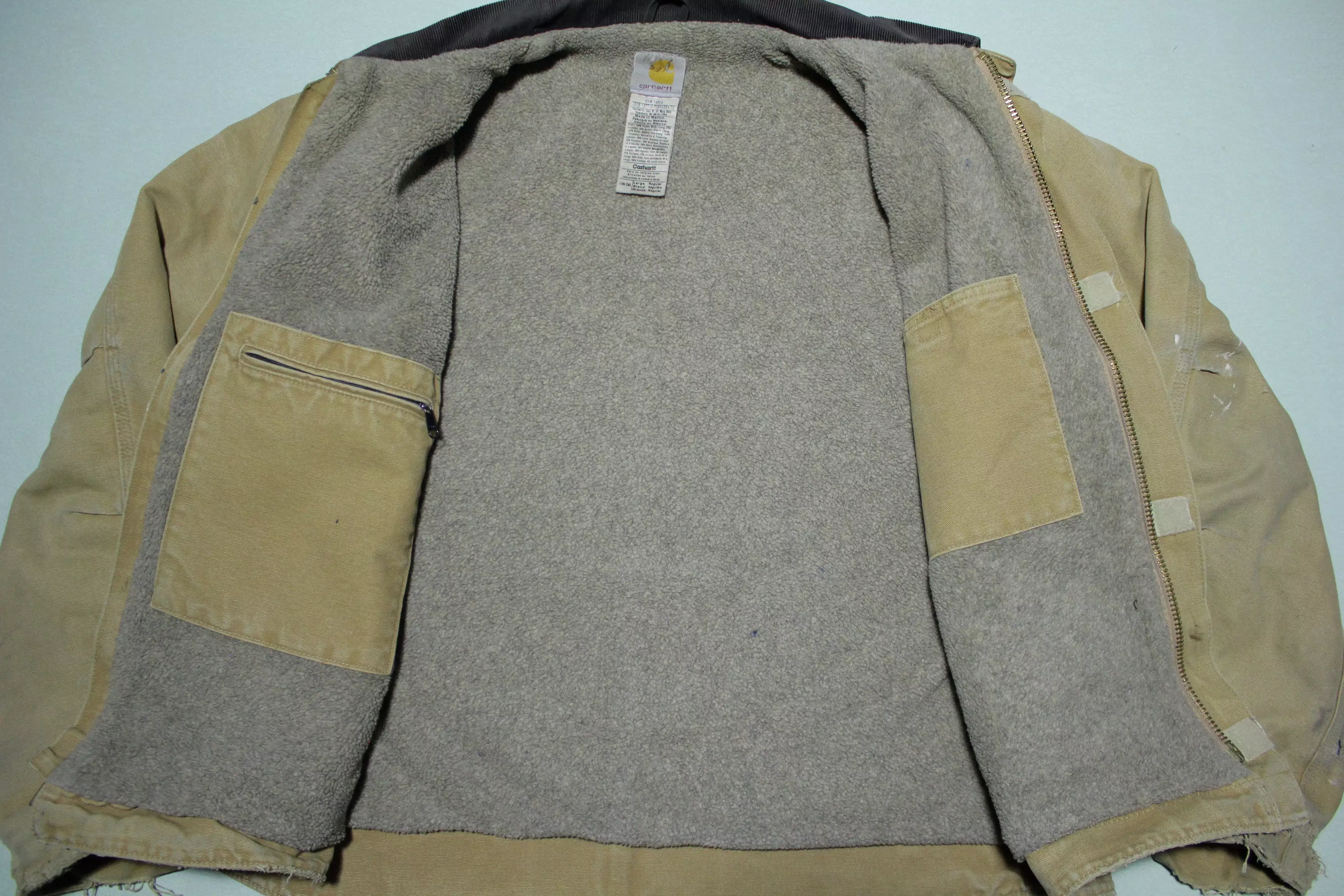 Carhartt J164 CML Dearborn Sandstone Sherpa Fleece Lined Construction Work Jacket