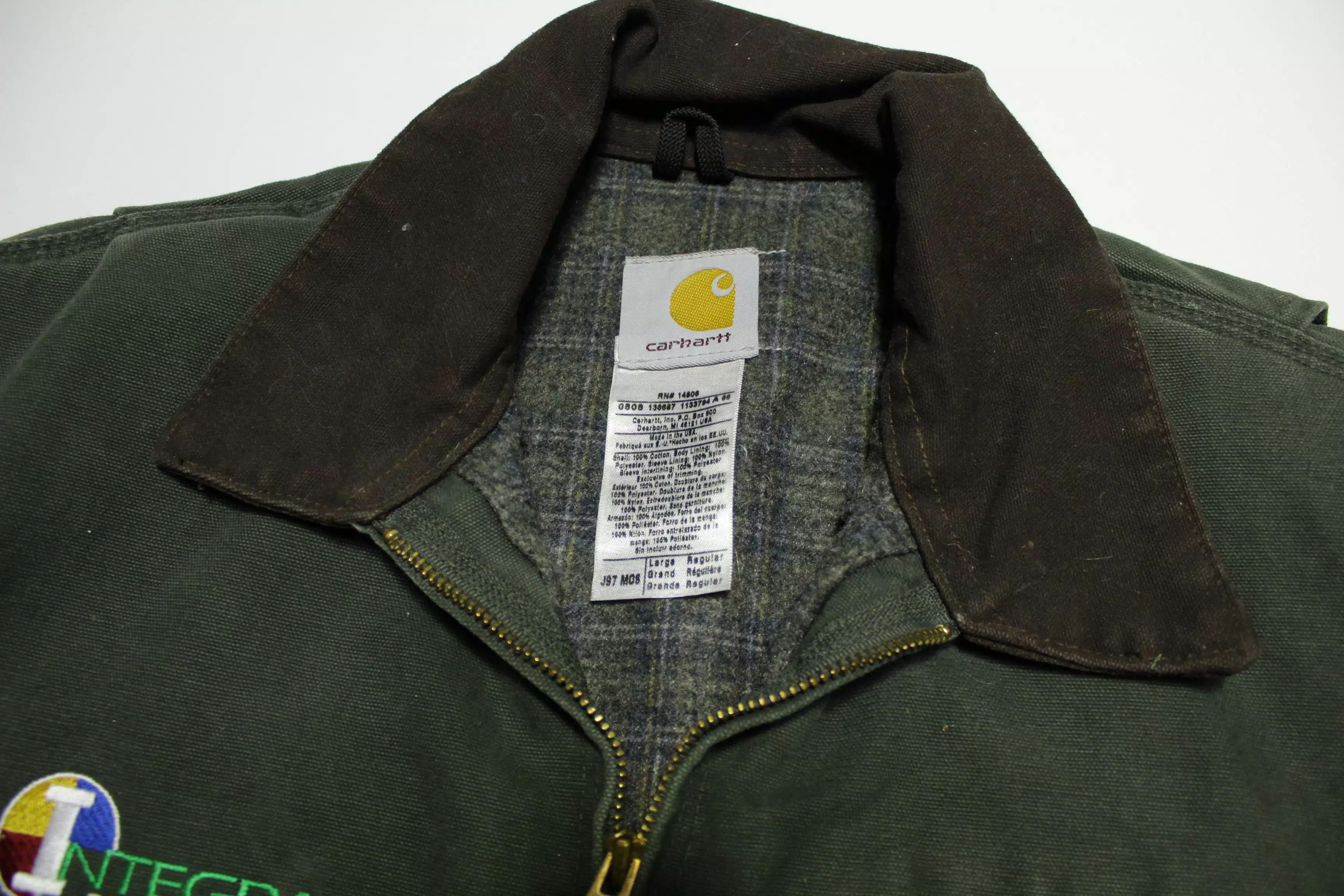 Carhartt J97 Blanket Dark Green MOS Detroit Blanked Lined Work Jacket