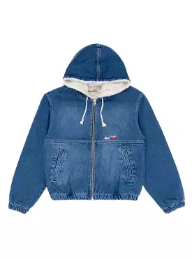 Denim Sherpa Work Jacket Washed Blue