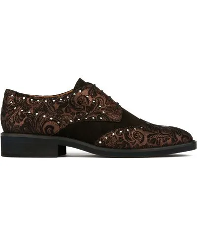 Embassy London Usa Brown Eton - Burgundy Floral Emboss - Womens Oxford Shoes