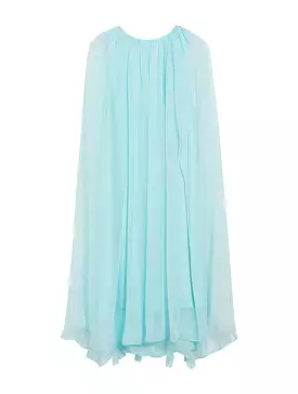 Flared dress in silk chiffon