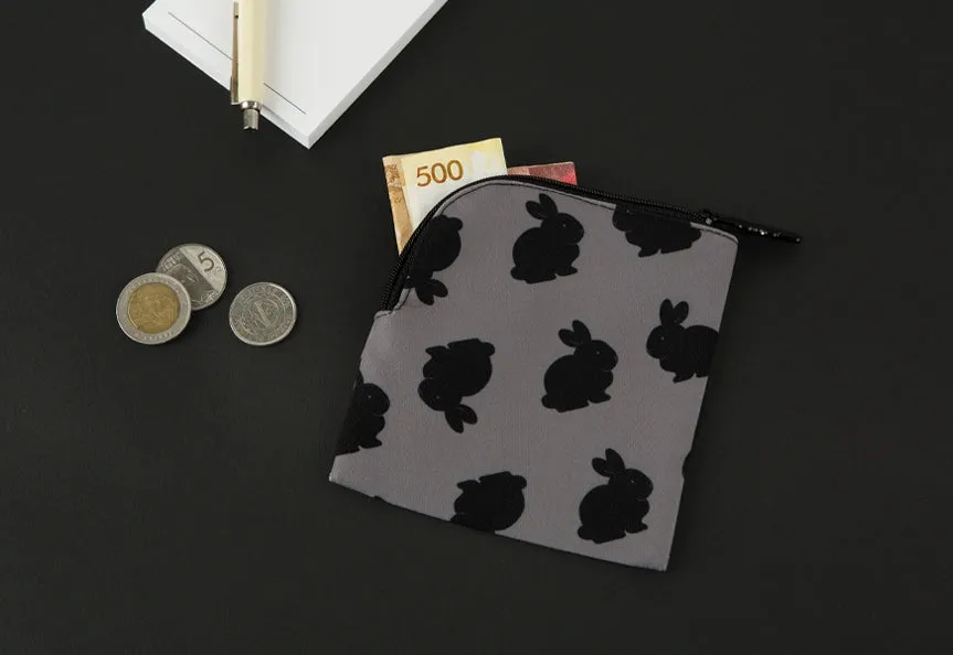 Gray Black Rabbit Pouches Cute Purses Handbags Card Cosmetics Characters Coin Mini Wallets Key Clips Airpods Cases