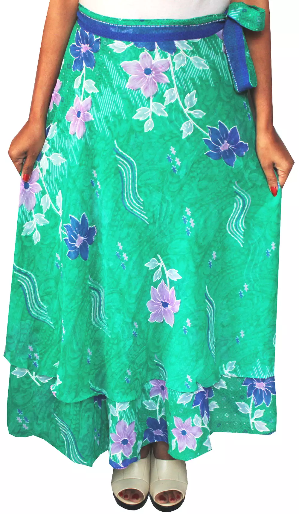 Indian Skirt Long Womens Wrap Around (Green)