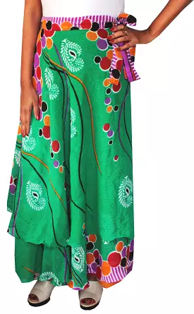 Indian Skirt Womens Long Wrap Around India Clothing (Green)