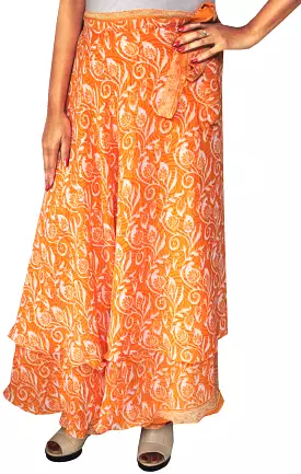 Indian Skirt Womens Long Wrap Around India Clothing (Orange)