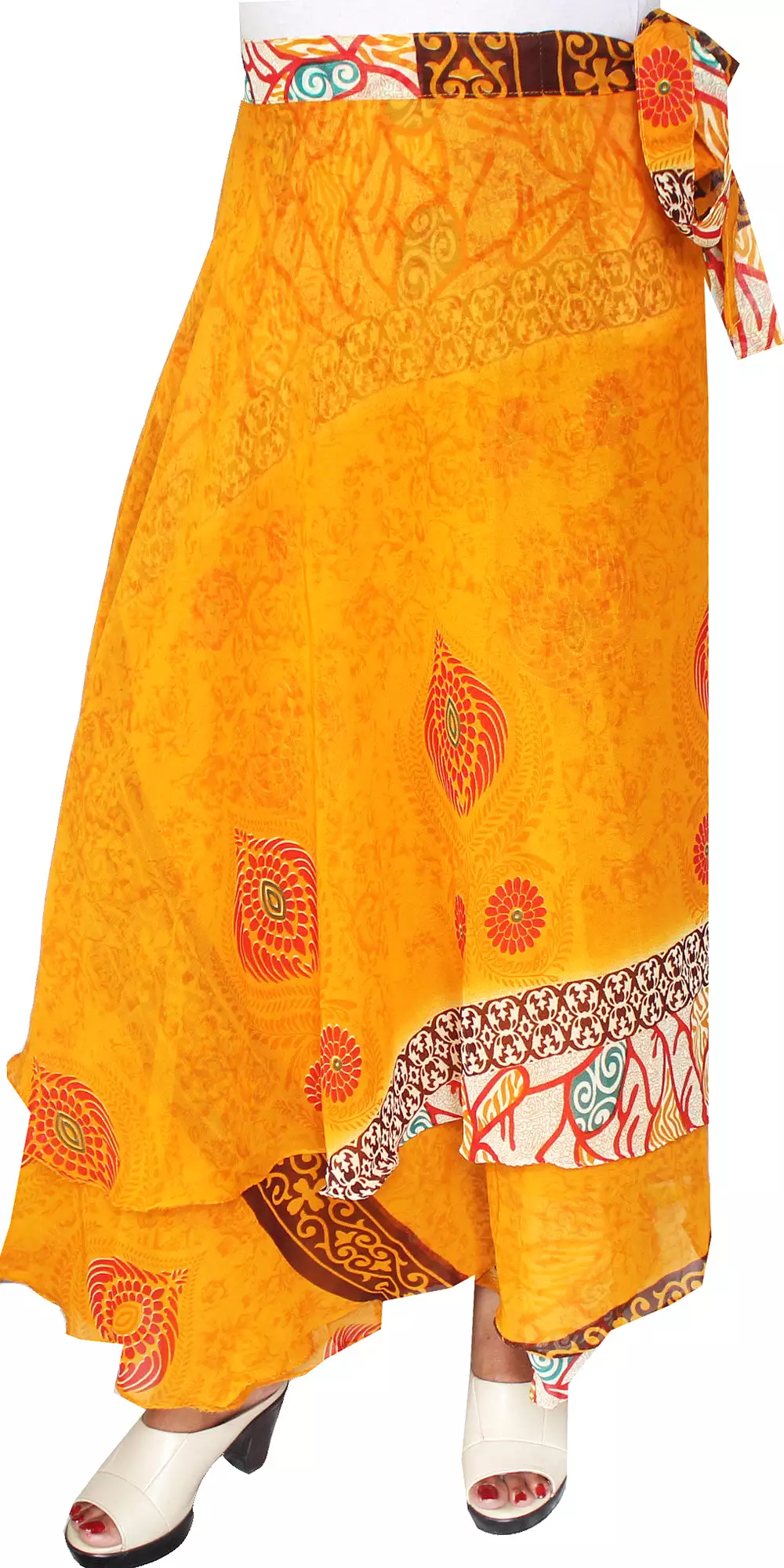 Indian Skirt Womens Long Wrap Around India Clothing (Yellow)