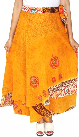 Indian Skirt Womens Long Wrap Around India Clothing (Yellow)