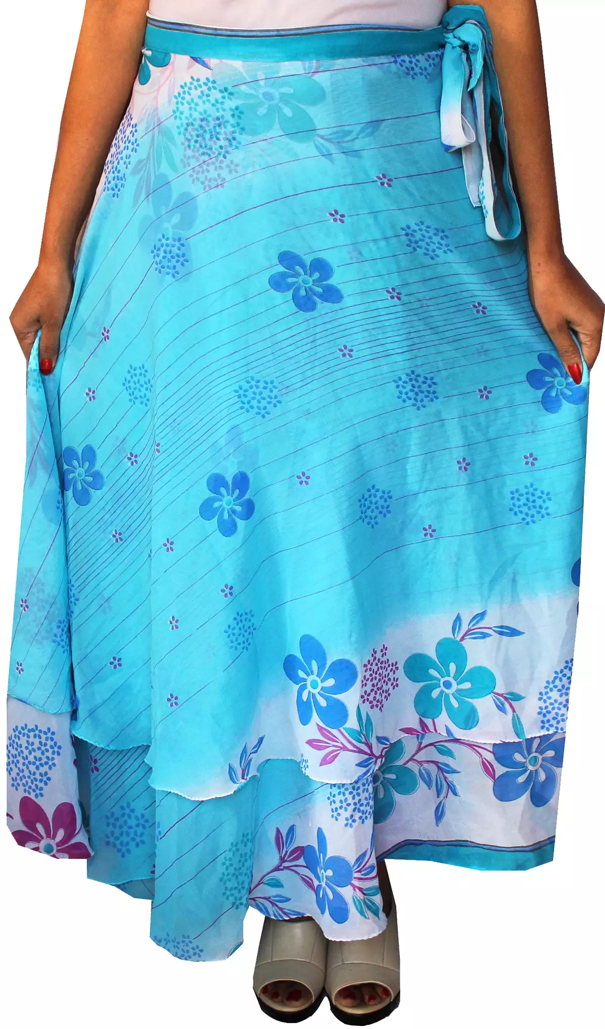 Indian Skirt Womens Magic Long Wrap Around (Blue)