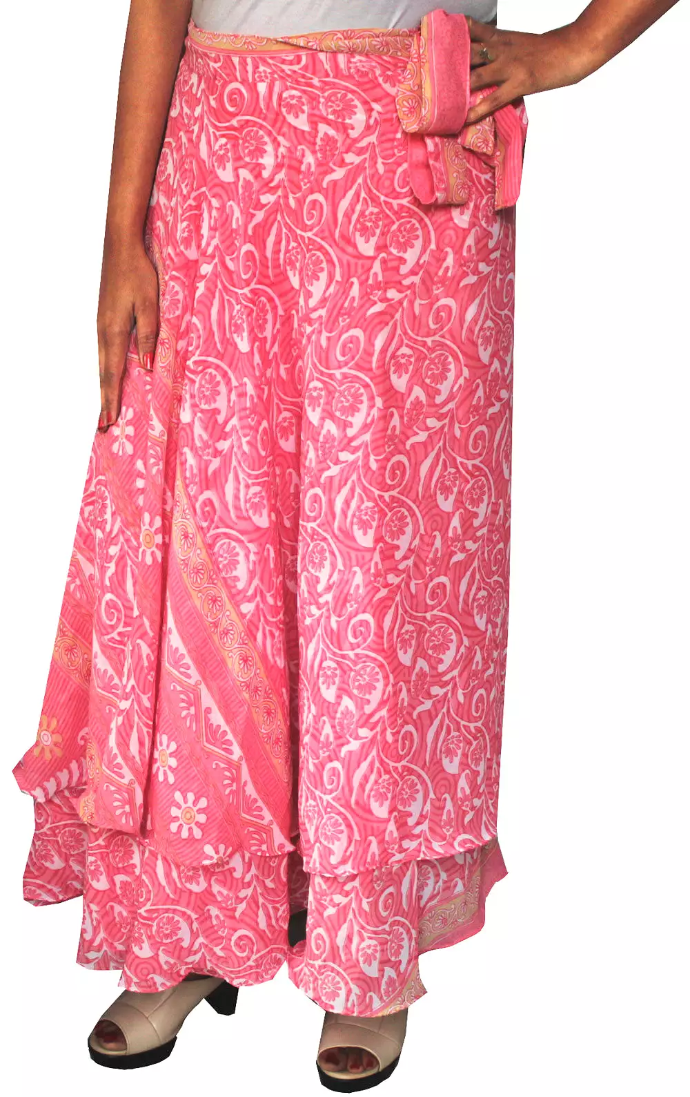 Indian Skirt Womens Wrap Around India Clothes (Pink)