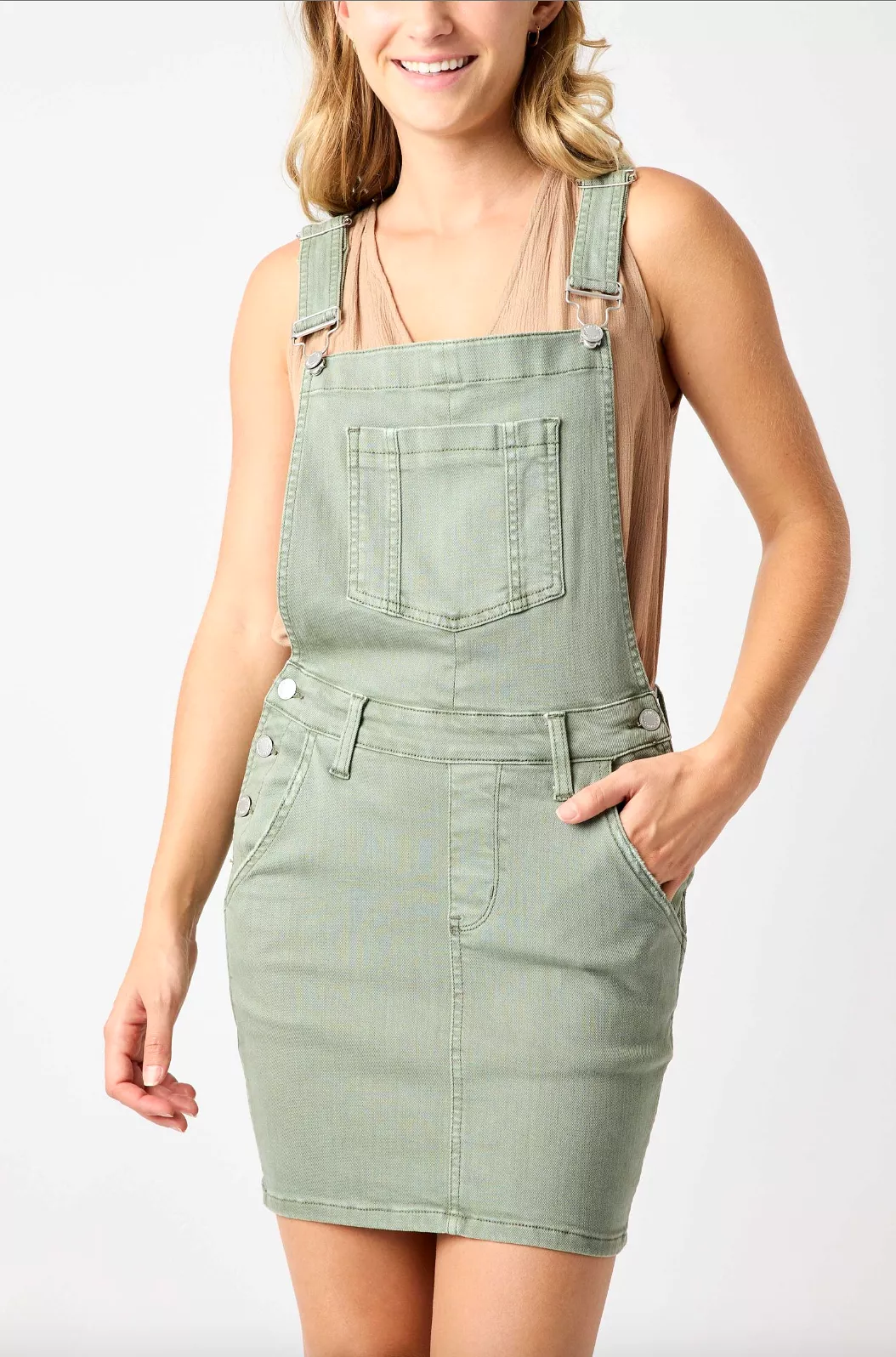 Judy Blue Garment Dyed Overall Skirt - Sage