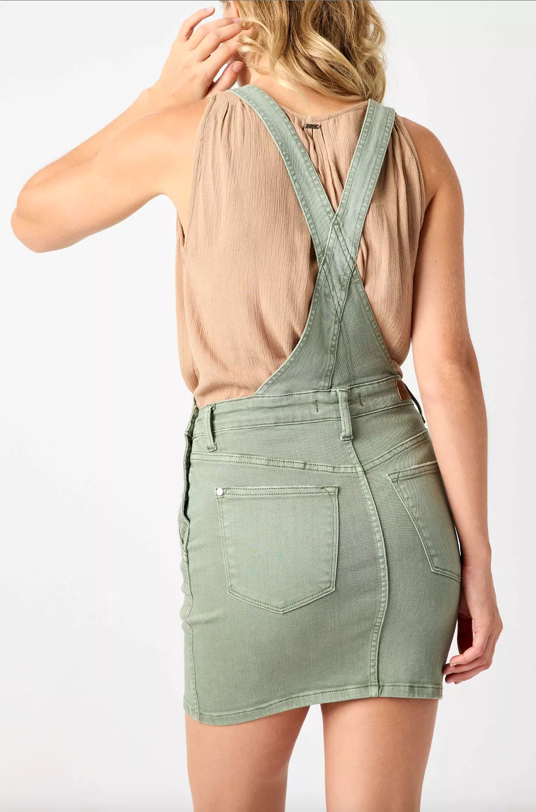 Judy Blue Garment Dyed Overall Skirt - Sage