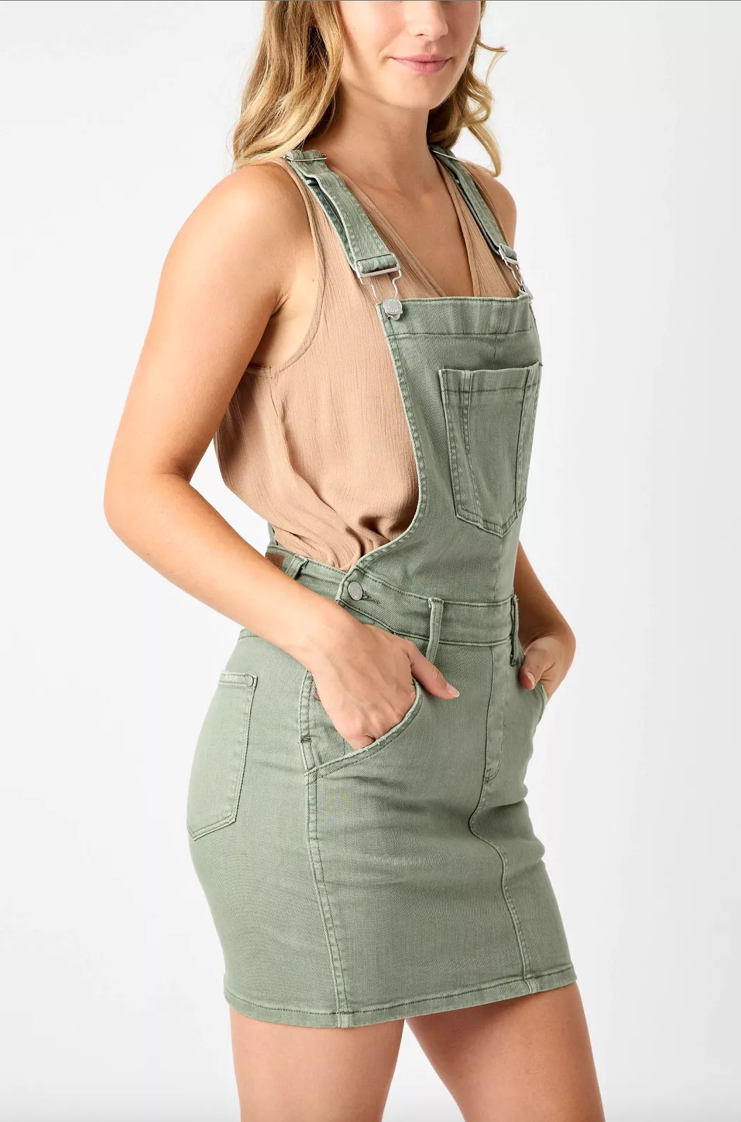 Judy Blue Garment Dyed Overall Skirt - Sage