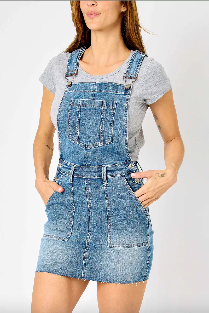 Judy Blue Raw Hem Overall Skirt