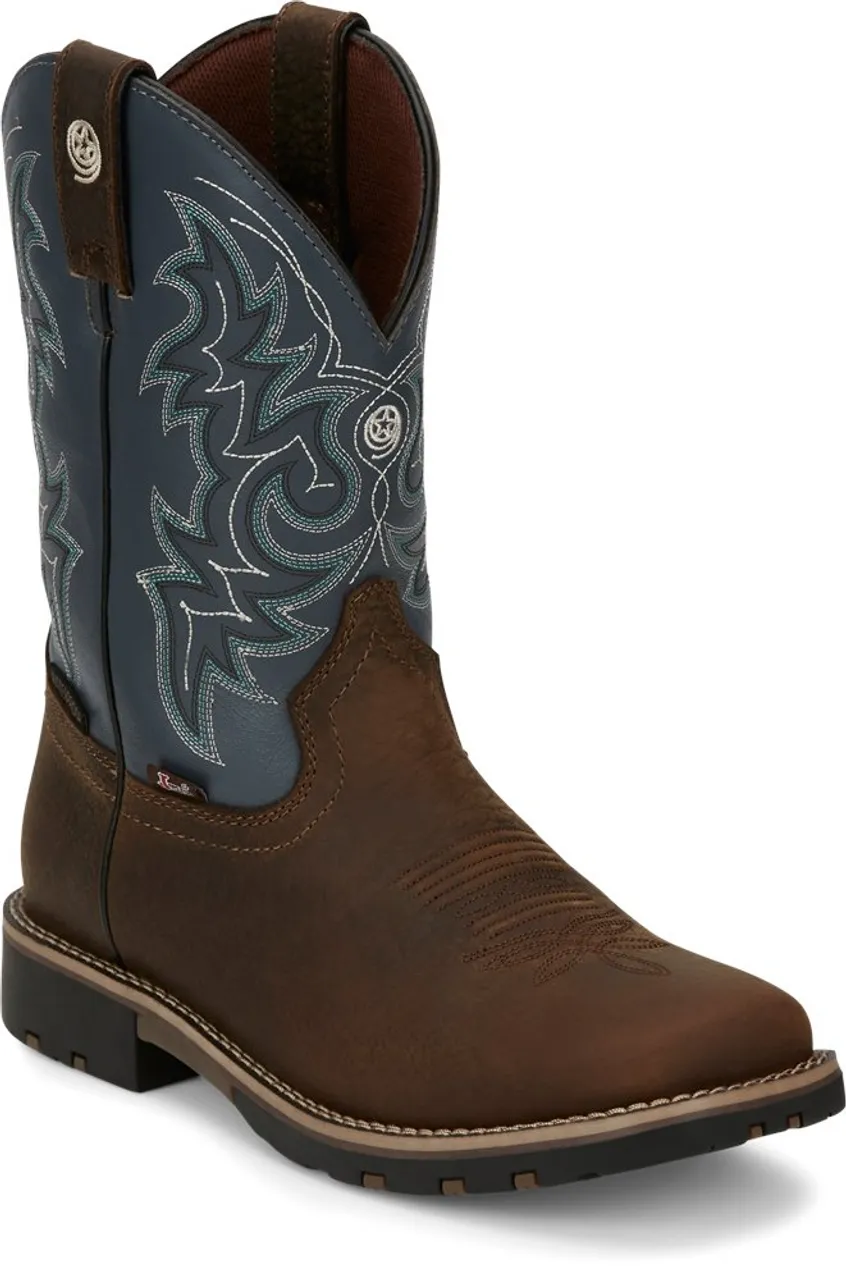 Justin Mens Boots GR9052 11" Fireman GUNMETAL BLUE