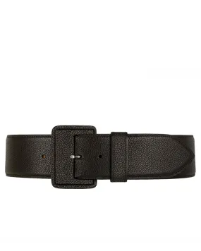 La Merveilleuse Large Leather Belt in Black