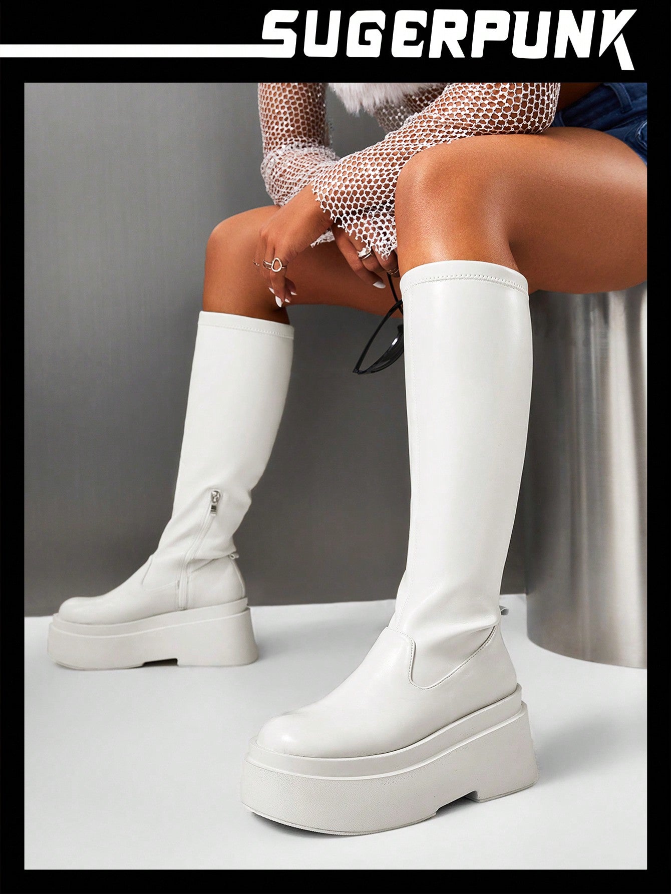 Ladies' Shoes New Years Fashion Solid White Chunky Sole Boots