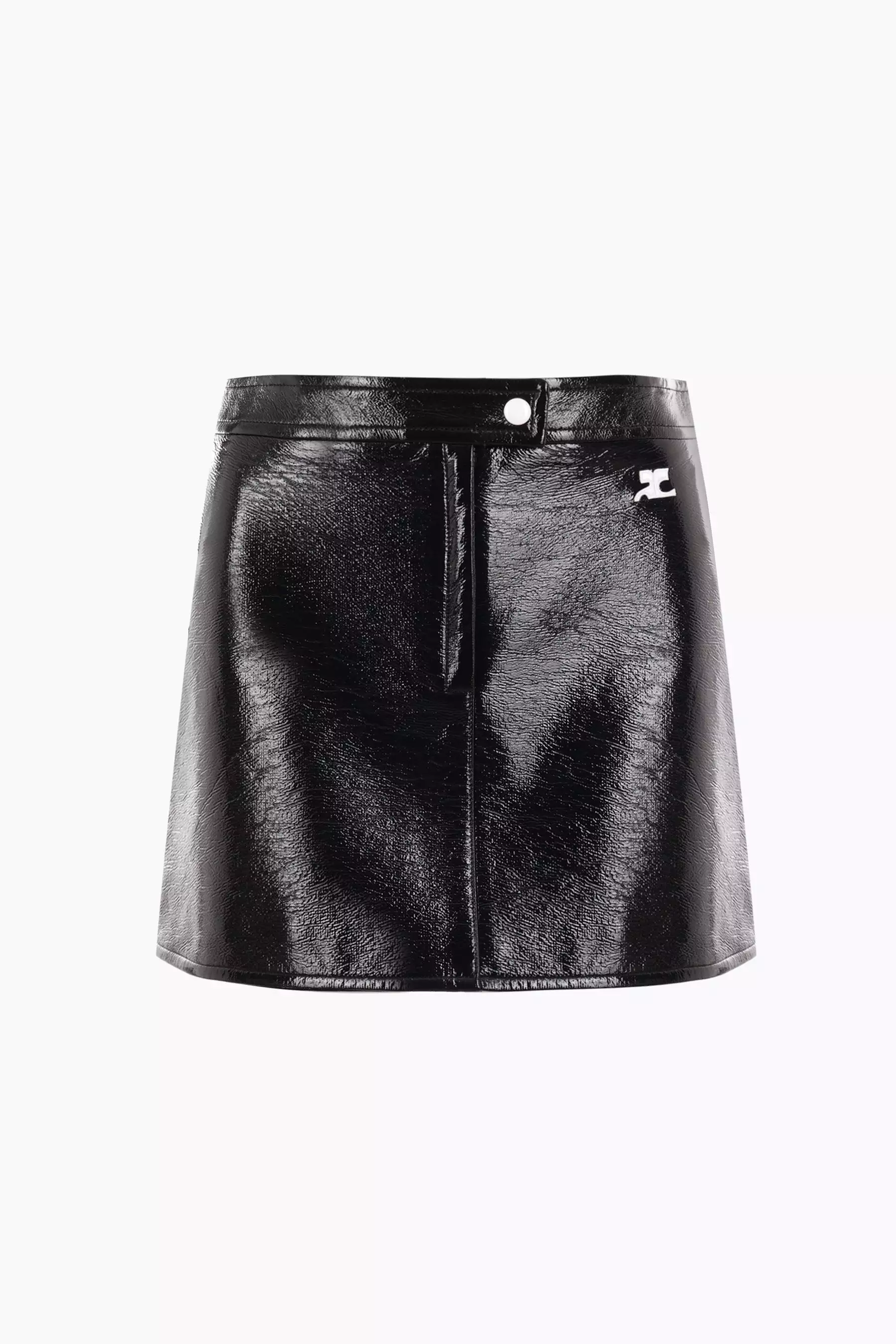 logo embroidered vinyl miniskirt