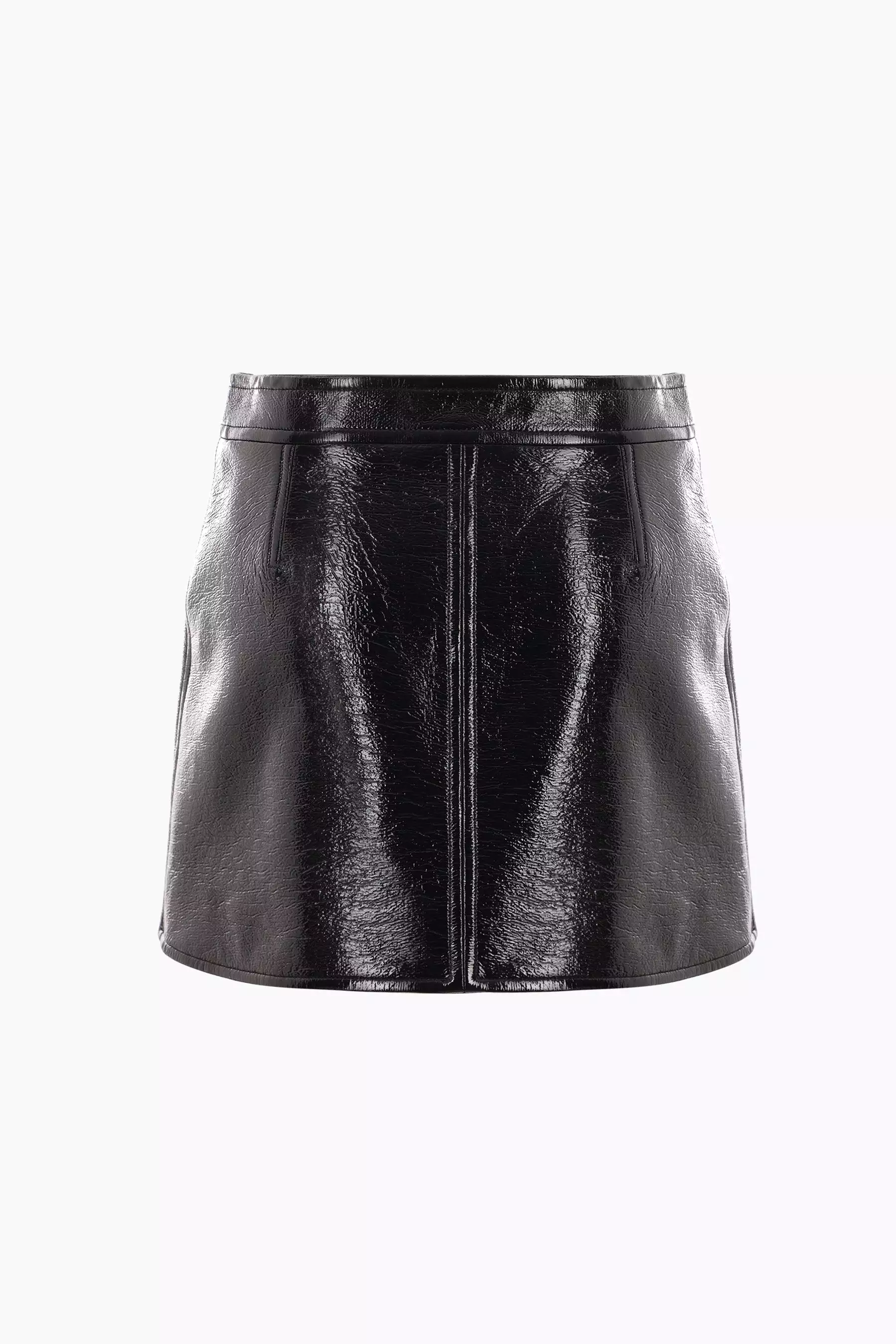 logo embroidered vinyl miniskirt