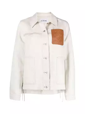 logo-patch buttoned-up jacket