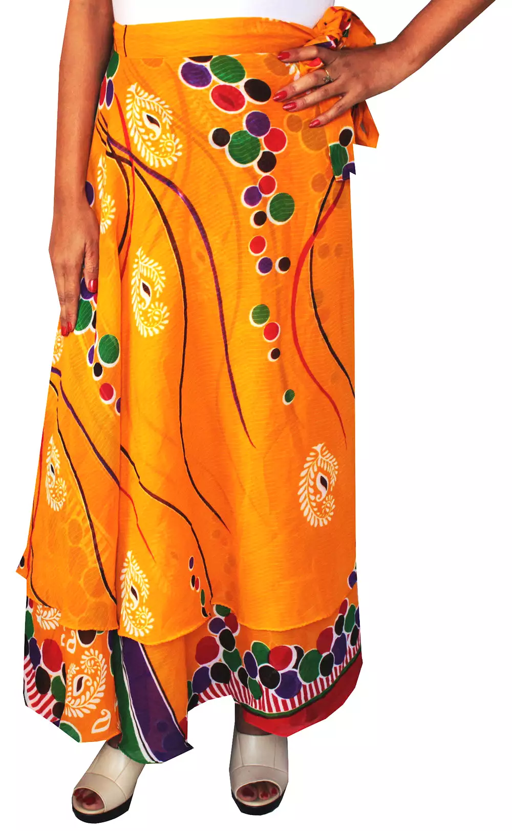 Long Beach Wrap Indian Skirt Womens India Clothes (Orange)