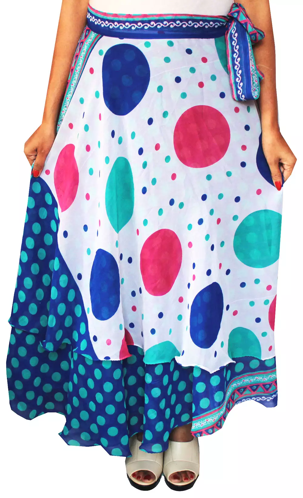 Long Indian Skirt Womens Beach Wrap Around India Clothing (Blue)