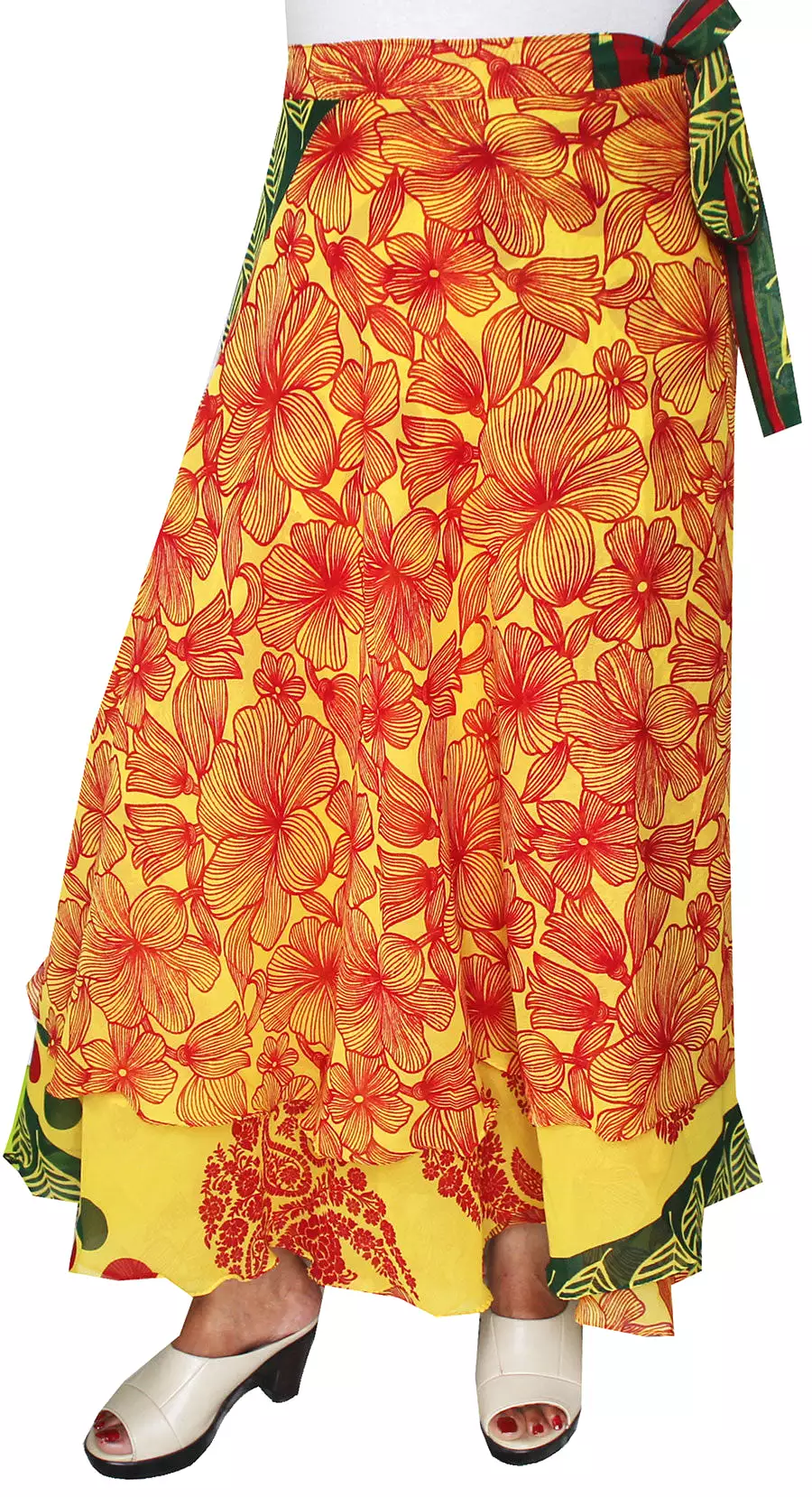 Long Skirt Womens Beach Wrap Around India Clothing (Yellow)