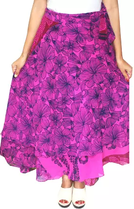 Long Wrap Around Skirt Womens India Clothing (Magenta)