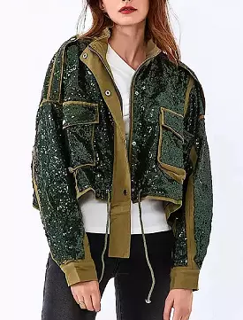 Military Chic Sequined Jacket