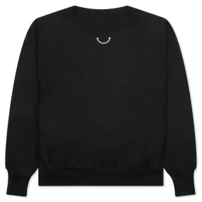 Mock Neck Smile Sweatshirt - Black