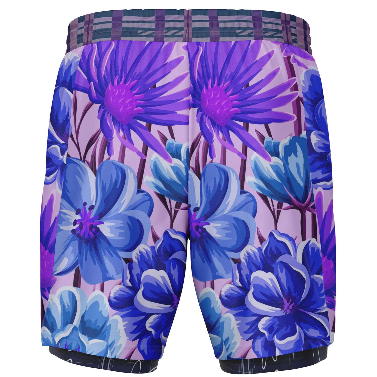 Norma Jean Purple Plaid Floral Compression Activity Shorts