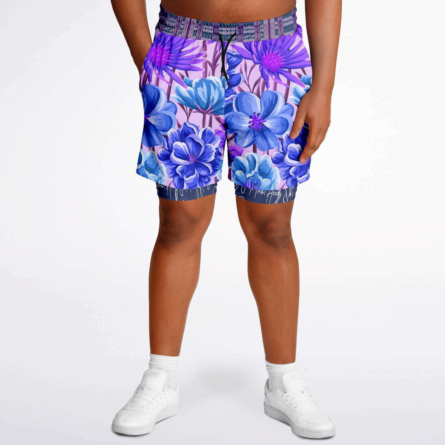 Norma Jean Purple Plaid Floral Compression Activity Shorts